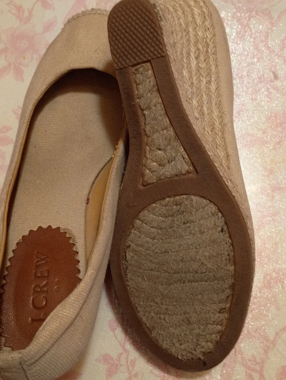 J. Crew Beige Canvas Espadrille Wedges